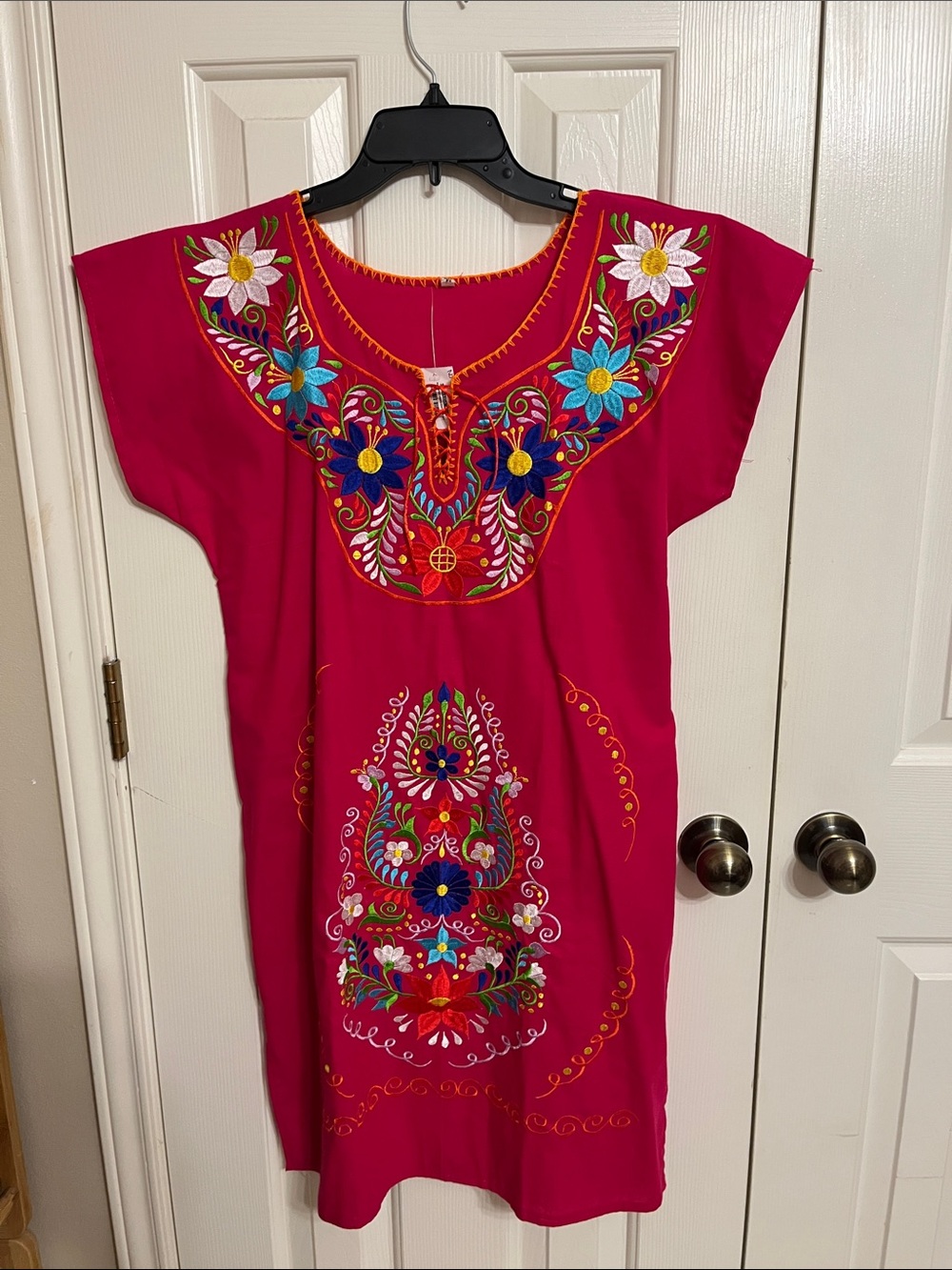 Embroidered Fuchsia Mexican Tunic Dress